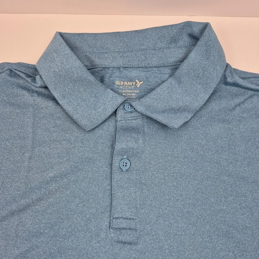 Old Navy Active Polo Shirt Go-Dry Cool Athletic Blue Boys XL (14-16) Uniform NWT
